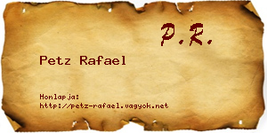 Petz Rafael névjegykártya